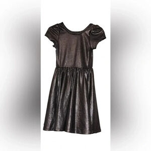 Dot Dot Smile Girls Black Silver Elegance Twirl Dress Short Sleeved Sz 2